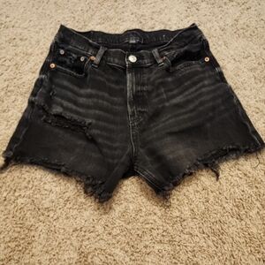 American Eagle Outfitters Black Frayed Jean Shorts